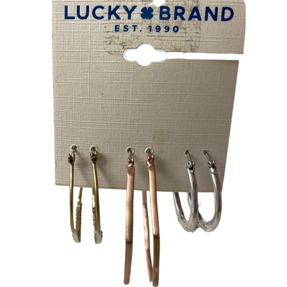 Lucky Brand Silver, Gold, Rose Gold Hoops - Set of 3 - Picture 1 of 7
